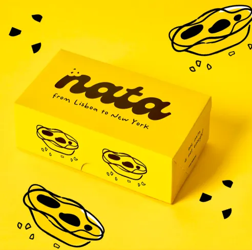 Yellow box with two nata illustrations